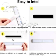 30 LED USB Rechargeable Wireless PIR Motion Sensor Closet Cabinet Night Light