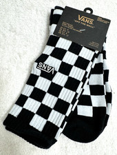 VANS Off The Wall Men's Boys Skate Black White Checkered Crew Socks Sz 6.5-9