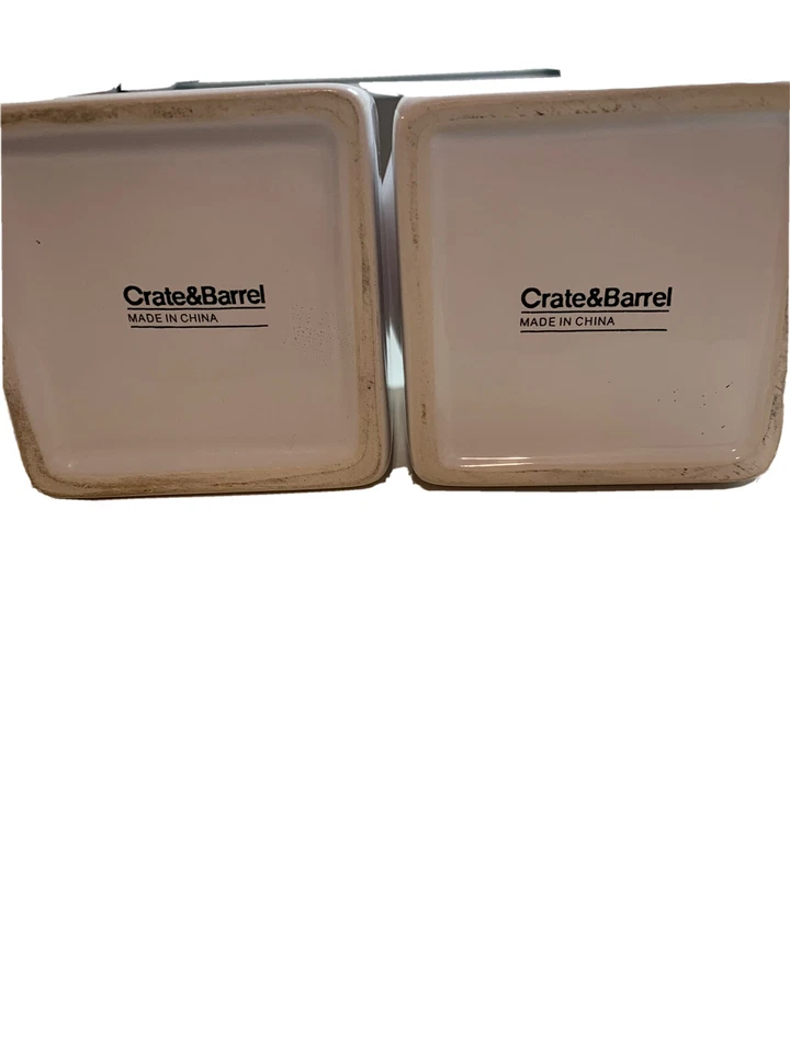 Crate & Barrel Cream and Sugar Set, White containers with lid - Image 3 of 4