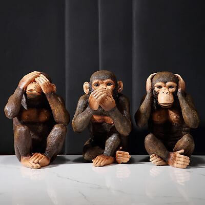 ししまるもも　丑三つワラニン　恐怖！うごく銅像 ノベルティ付き Vintage 3 Wise Monkeys See No Evil Hear Speak Small Made In