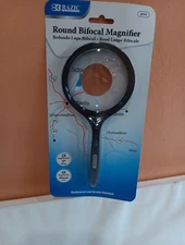 BAZIC Magnifying Glass 4X 2X Bifocal, Round 3" Magnifier for Seniors Book