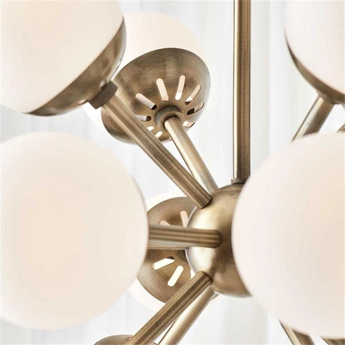Uttermost Droplet 16-Light Metal Steel & Glass Sputnik Chandelier in Brass/White - Picture 6 of 6