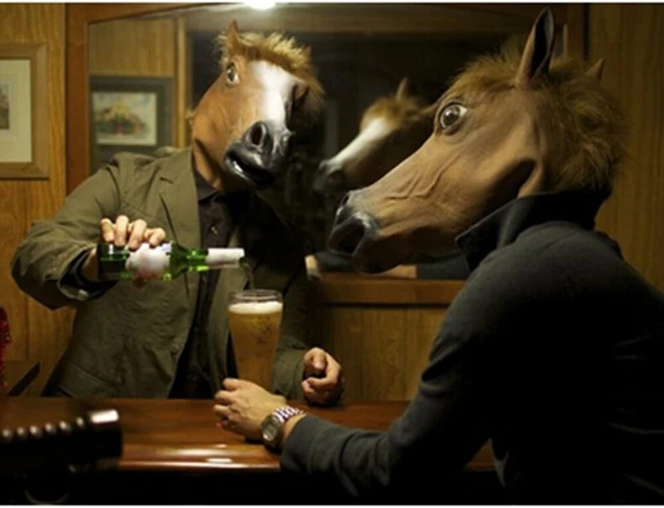 Adult Horse Full Head Latex Mask Bizarre Funny Mask Cosplay Props for Halloween - Image 3 of 4