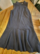 Ann Taylor Loft Navy Blue Herringbone Halter Dress Sweater Classic Fit Flared S