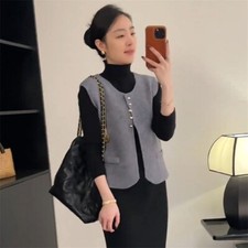 Lady Knit Vest Round Neck Waistcoat Sleeveless Sweater Cardigan Jumper Tank Tops