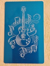 Plaque Alu. CARTE de VISITE avec GRAVURE LASER - bleu Guitare - CUSTOM au choix