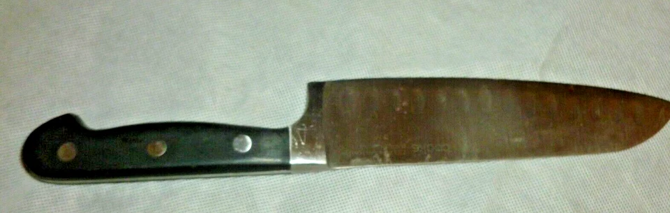 Cuchillo de chef Good Cook 7” INOX de acero inoxidable Granton Blade Santoku NEGRO Foto 2 de 3