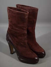 Ladies Burgundy Brown Hobbs London Suede Leather Ankle Boots Size UK 7.5 EU 40.5