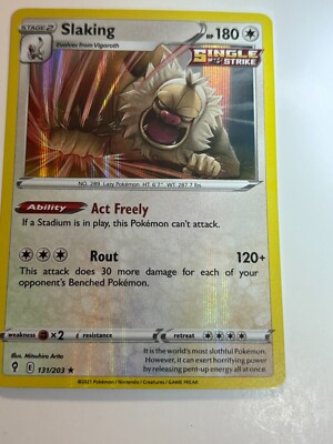 Pokemon Card Evolving Skies Holographic Bleed Error Slaking 131/203 NM