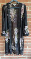 Women OS Kimono Robe Duster Floral Lace Artsy Flowing Layer Lagenlook Whimsigoth