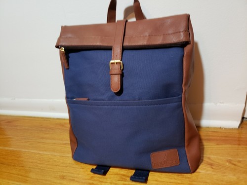 Rare NWT Nautica Blue Canvas/Brown Faux 