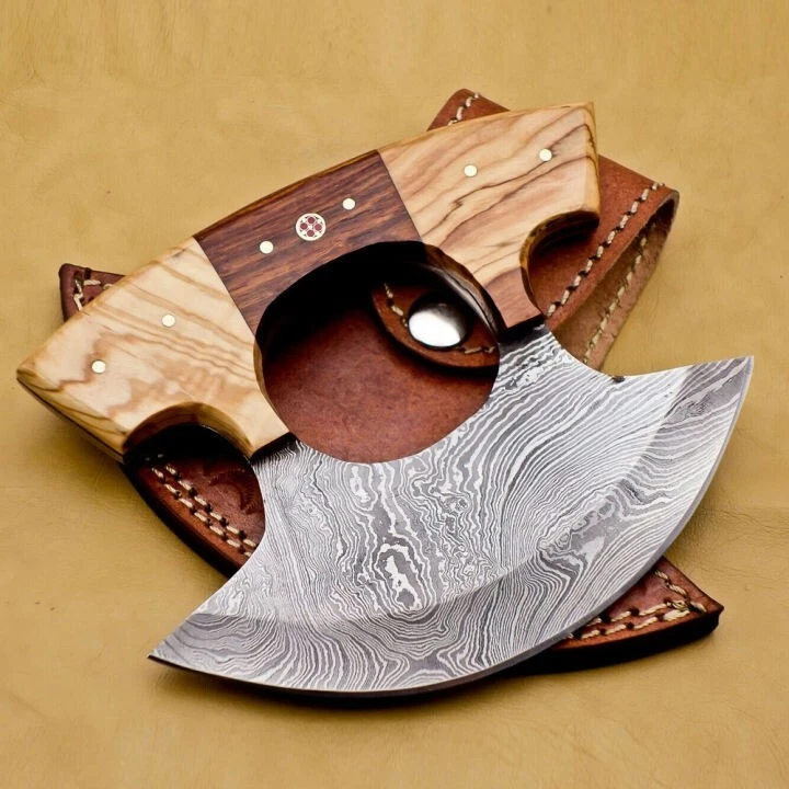 Handmade Damascus Chef Kitchen Ulu Knife Making Custom 100% Handmade Damascus