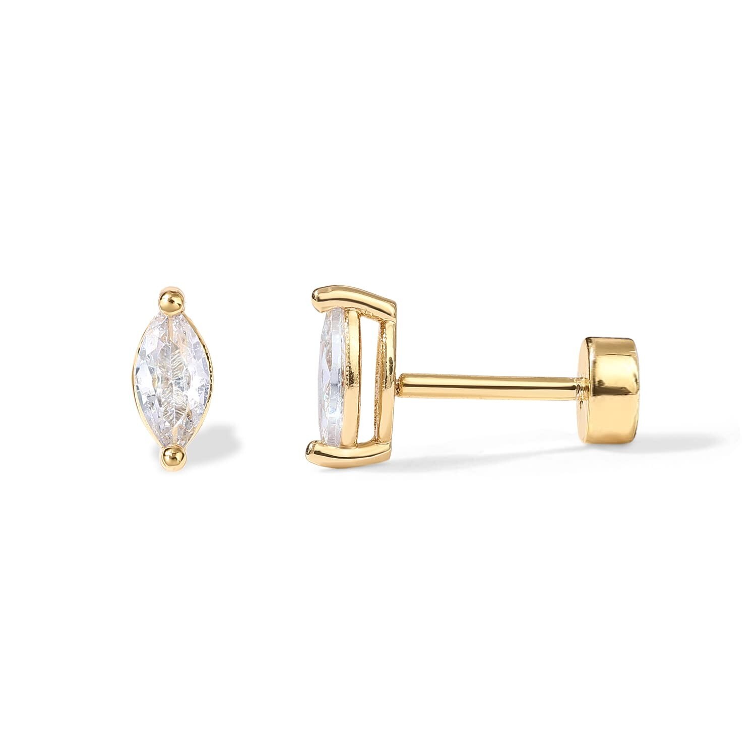 PAVOI 14K Gold Plated Sterling Silver Posts Dainty Mini Multi-Shape Flat Back...