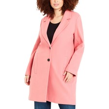 Evans Womens Crombie Pink Knit Midi Dressy Walker Coat Outerwear 16 Bhfo 6459