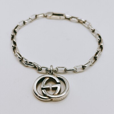 MINT GUCCI Sterling Silver GG Interlocking Chain Bracelet Silver MINT GUCCI Sterling Silver GG Interlocking Chain Bracelet Silver