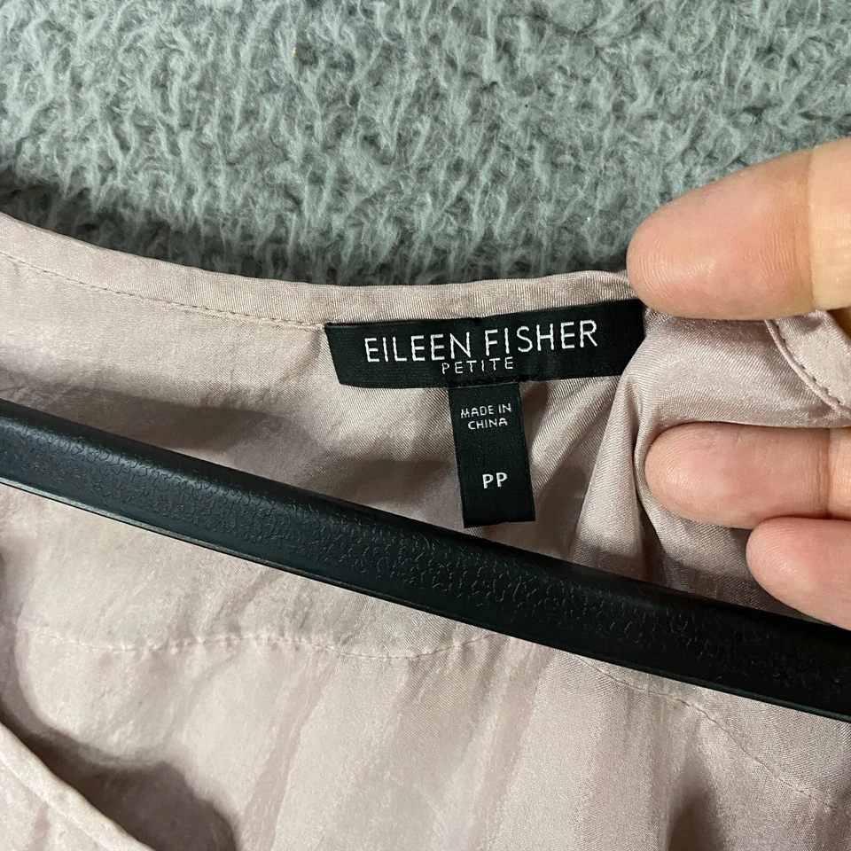 Eileen Fisher Top Womens PP Silk Layered Tiered Ruffle Chic Blouse Tank Pink - Image 2 of 4