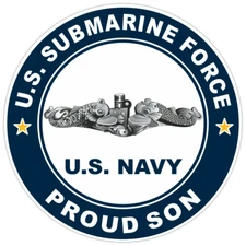 US Submarine Force Proud Son Silver Dolphins Bumper Sticker Military Decal 5"