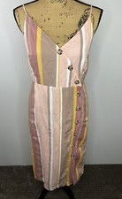 Target women size 12 Linen blend pink brown mustard dress 