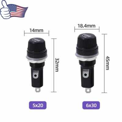 5Pcs Small Fuse Holder 5x20/6x30mm Panel Mount Knobs Base Socket Tube Glass