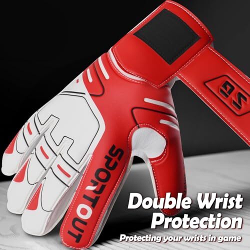 Youth&Adult Goalie Goalkeeper Gloves,Strong Grip for The Toughest 10 Red - Picture 5 of 7