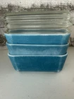 Set Of 3 Vintage Pyrex 502-B Blue Refrigerator Dish w/502-C Glass Lid Ovenware