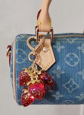 3D Realistic Strawberry Cluster Bag Charm  Luxe Keyring Purse, Totes, Accessory