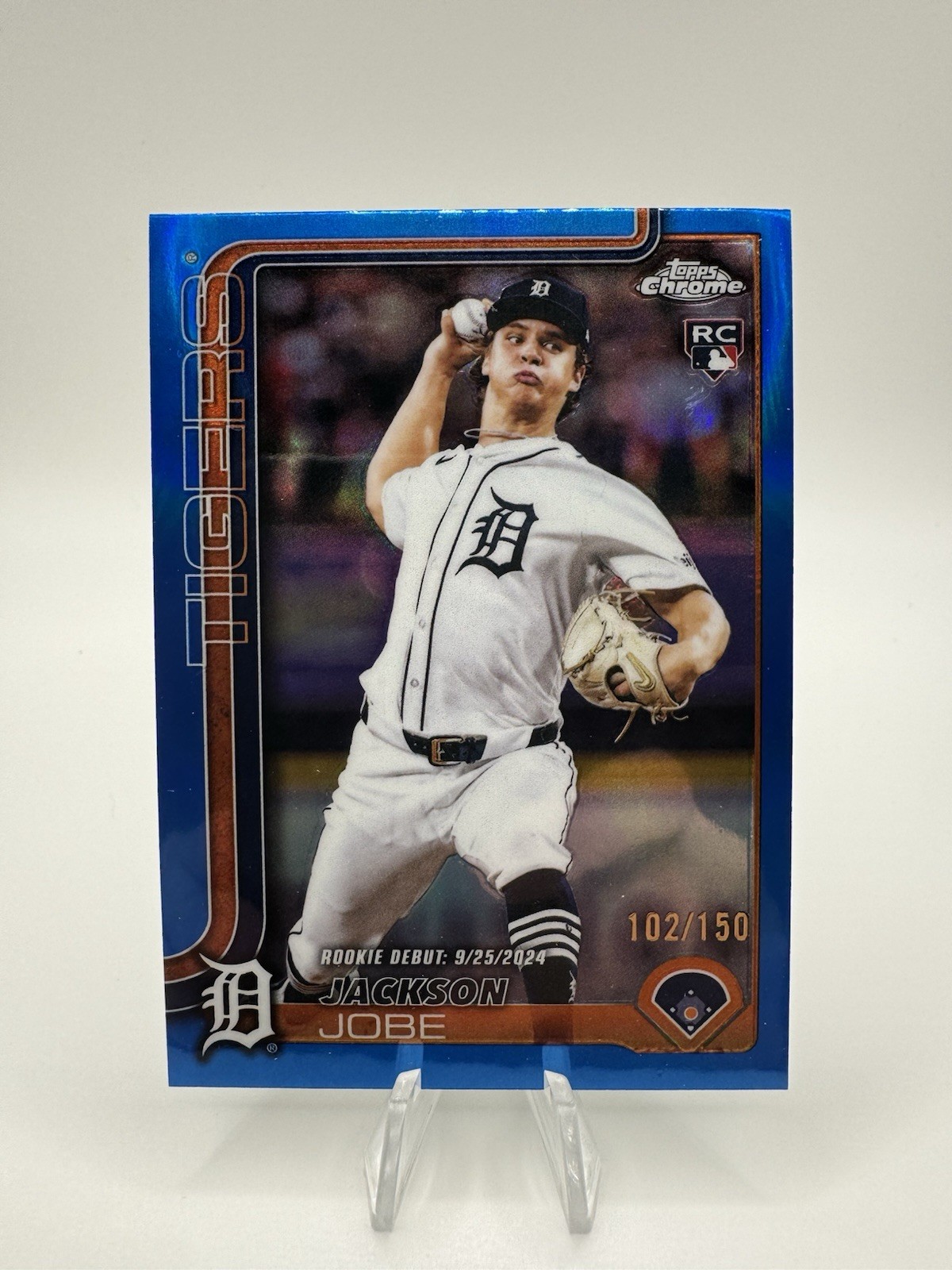 Jackson Jobe 2025 Topps Chrome Update Rookie Debut Blue Refractor /150 Tigers RC