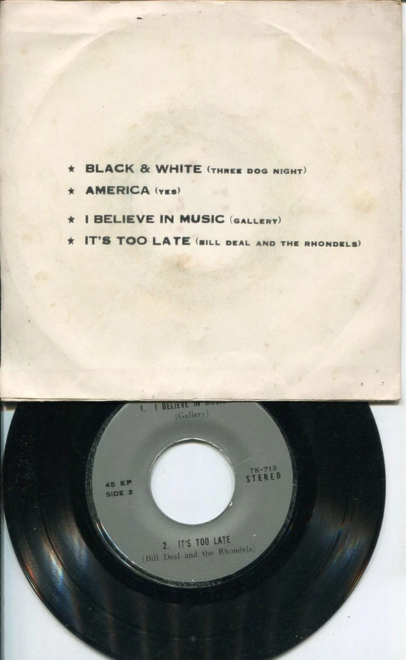 THREE DOG NIGHT/ YES/ GALLERY/ "BLACK & WHITE" THAI THAILAND EP 7" 45RPM - Image 3 of 3