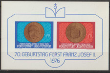 == Liechtenstein. Bloc-Feuillet ★★ 70e Anniversaire Franz Josef II — 1976 ==
