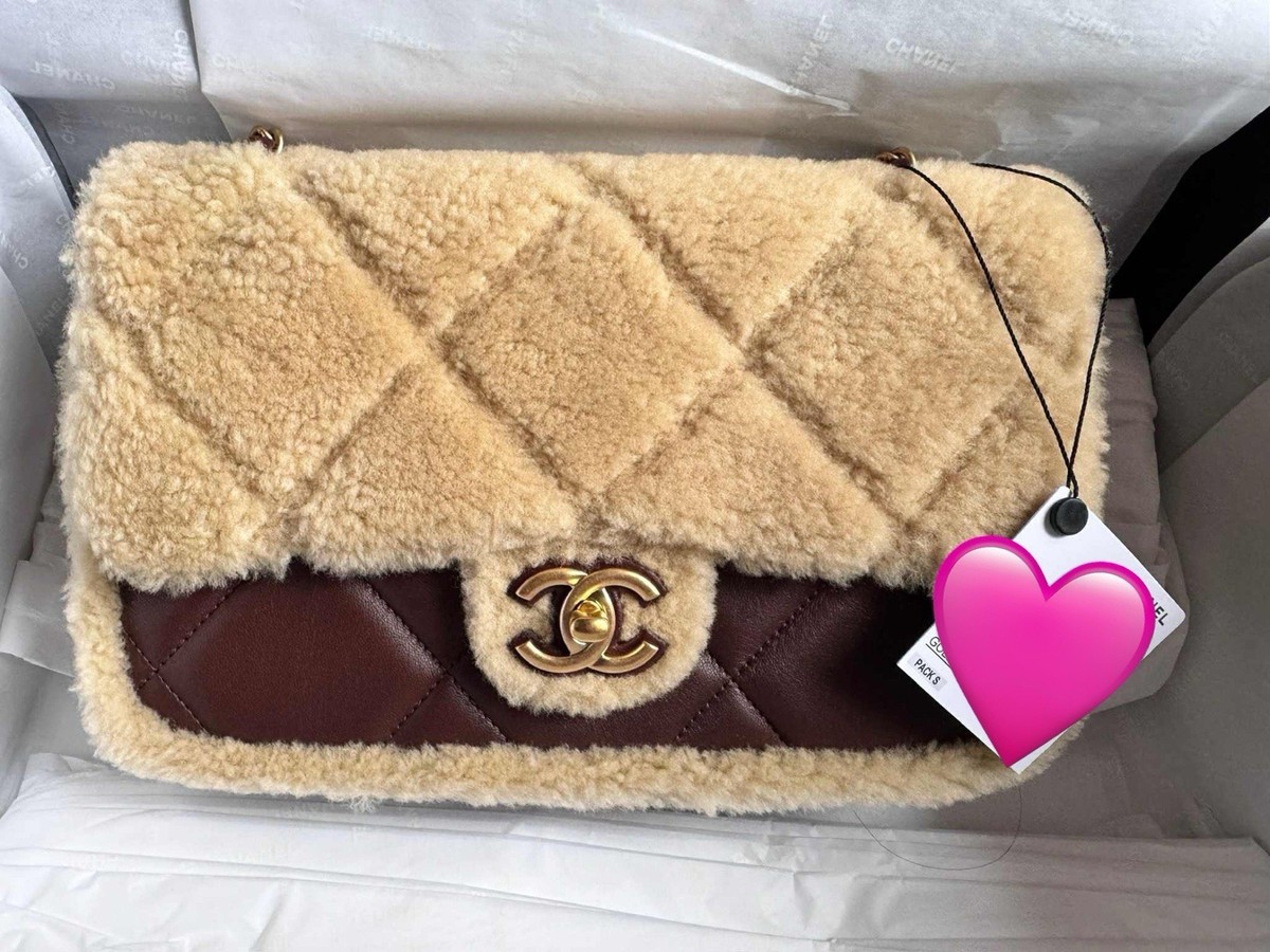 Auth BNIB Chanel Dark Brown 25K Shearling Teddy Small Flap Bag | eBay