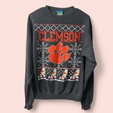 Champion Clemson Tigers Crewneck Sweatshirt Winter Small Gray
