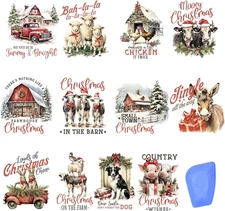 24 Sheets Vintage Christmas Rub on Transfers for Crafts, Rub on Transfers Christ