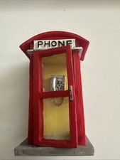 Vintage Christmas Village Red Phone Booth 3 Old Rotary Pay Phone Style
