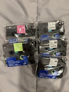 5-Pack AZE 12mm 0.47” Laminated Label Maker Tape Bundle Mixed Colors New