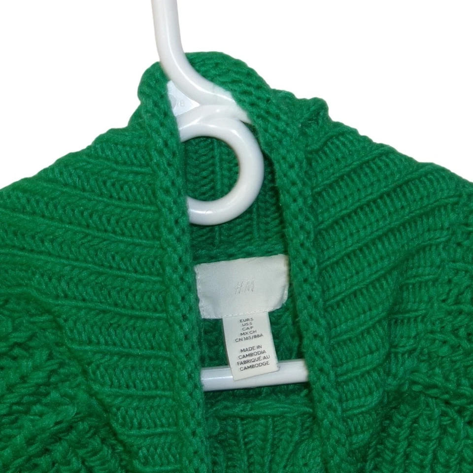 Suéter corto H&M verde acanalado tejido cuello falso para mujer talla S Foto 2 de 3