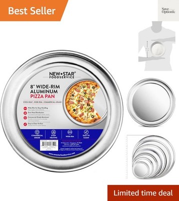 Restaurant-Grade Aluminum Pizza Pan, Baking Tray, Wide Rim, 8 Inch
