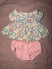 Build A Bear Vintage Dress Patchwork Print Buttons Hearts With Bloomers RARE