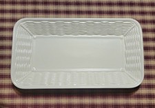 Vintage Pfaltzgraff weiß geprägt Korbgeflecht Brotteller Platte Tablett Servieren