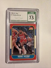 1986-87 FLEER BASKETBALL CARD RODNEY MCCRAY ROOKIE CARD RC GRADED CSG 7.5 NM+. rookie card picture