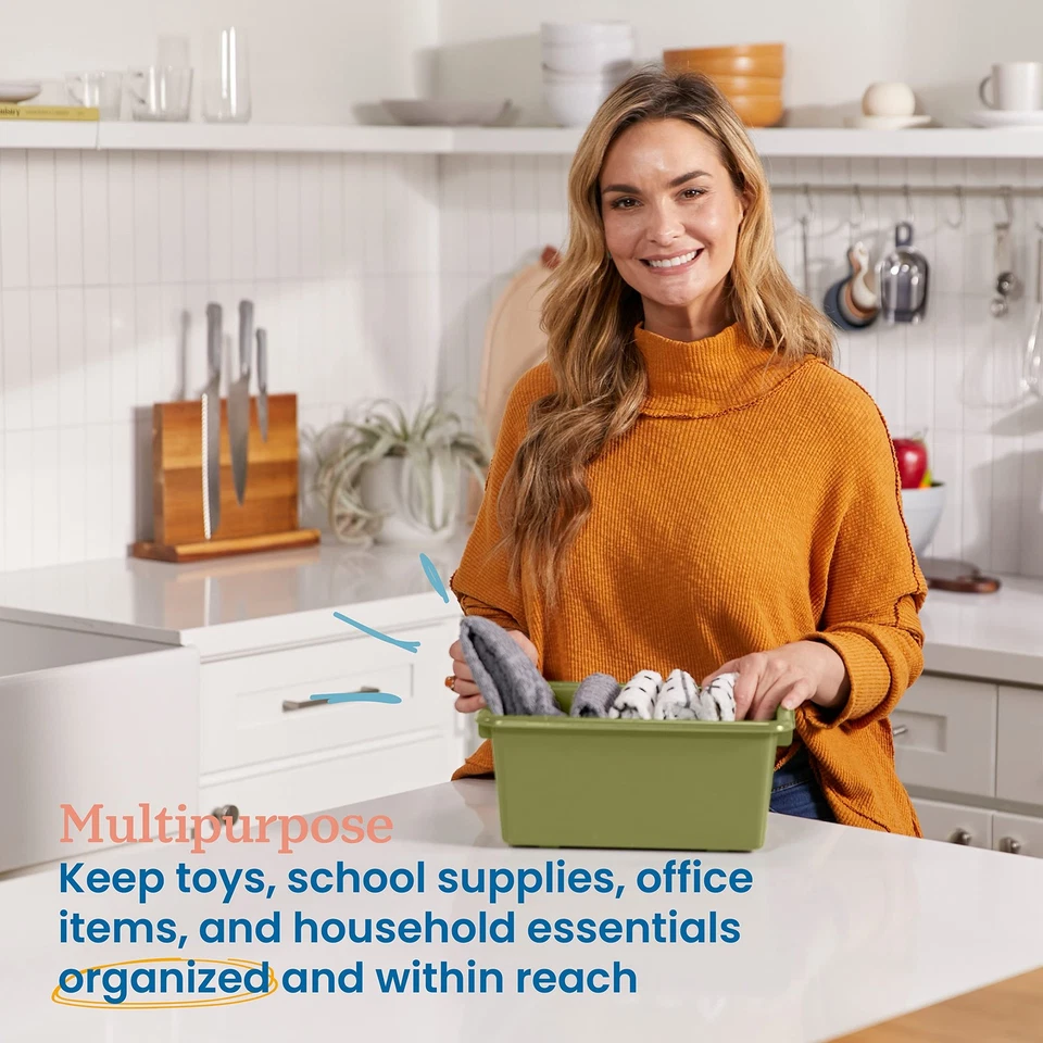 Cubo de almacenamiento frontal con cuchara, organización multiusos, verde helecho, 20 piezas Foto 3 de 4