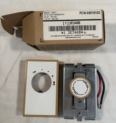 Columbus Electric 1A22-7 Line Voltage Attic Fan Thermostat, 80 To 130 Degree
