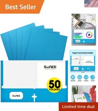 Folders with Pockets 3 Hole Punched50 Pack, Blue, 2 Pocket Folders Fit Letter...