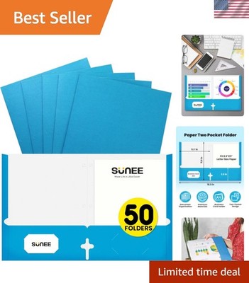 Folders with Pockets 3 Hole Punched50 Pack, Blue, 2 Pocket Folders Fit Letter...