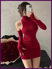 2025 New Women's Mini Dress Sleeveless Pleated Skinny Dress High Neck Lace Up