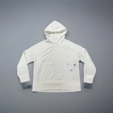 RBX womens activewear tops medium- white quilted hoodie sweatshirt NWT