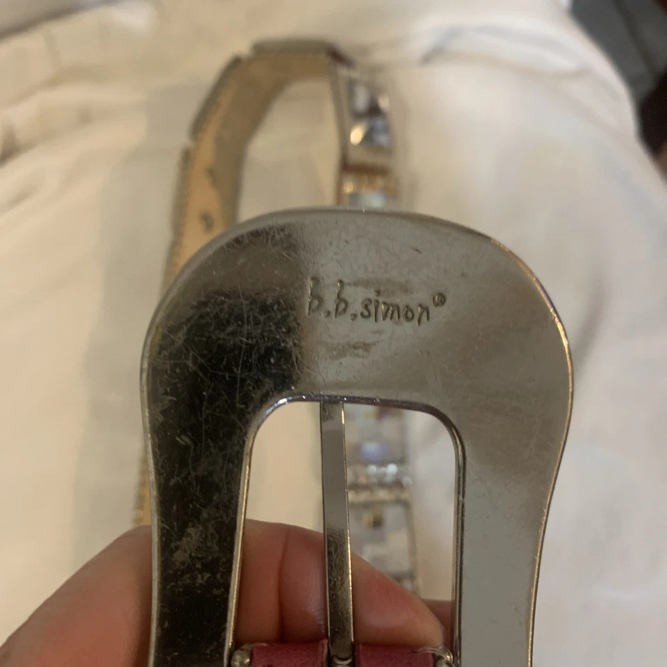 Cinturón grande de cuero BB Simon auténtico de cristal de Swarovski Foto 4 de 4