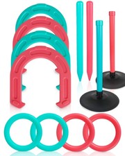 Giant Horseshoe Game Set Oversized Lawn Toss Jumbo Outdoor Backyard Adults Rings