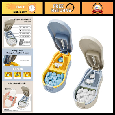 Pill Cutter Splitter for Small & Large Pills - Safe, Easy Open, Detachable Guard