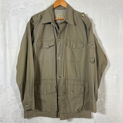 Vintage Cabelas Safari Series Jacket XL Tan Utility Field Coat Barn Chore Jungle