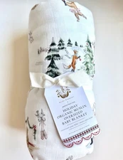 Pottery Barn Kids Riley Sheehey Holiday Oversized Organic Muslin Baby Blanket